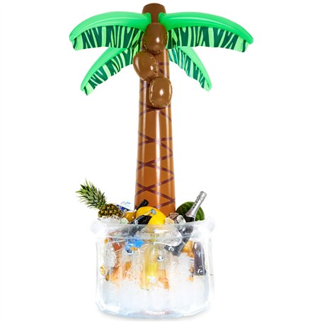 KreativeKraft Seau à Glace Palmier Gonflable 60L Glaciere Bouteille Boissons Accessoires Fête Tiki BBQ Été Decoration Piscine Pl