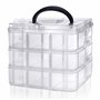 Kurtzy Boite Rangement Compartiment - Boite de Rangement Compartiments Amovibles et Empilables 3 Etages en Plastique Transparent