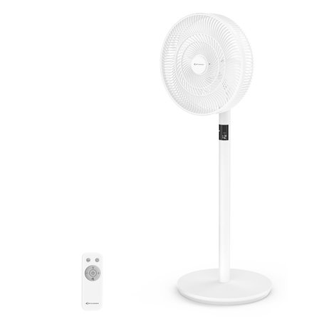 MYCARBON Ventilateur Sur Pied Silencieux avec Télécommande 20dB Moteur DC 2200m³/h 12 Vitesses 12h Timer Oscillation LED Écran H