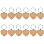 Porte-Clés en Bois, 12 PCS Bricolage Vierge Porte Clés Bois Brut en Forme de Coeur, Personnalisé Naturel Étiquettes en Bois Port
