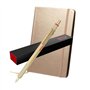 rOtring Stylo à bille métallique 600 + carnet | Pointe moyenne | Corps doré avec poignée moletée antidérapante | Rechargeable