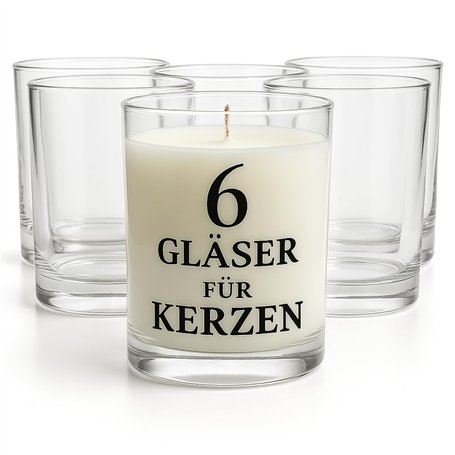 Glasmark KROSNO 1992 Lot De 6 Pots en Verre Transparent Pour Fabrication de Bougies Bricolage 275 ml