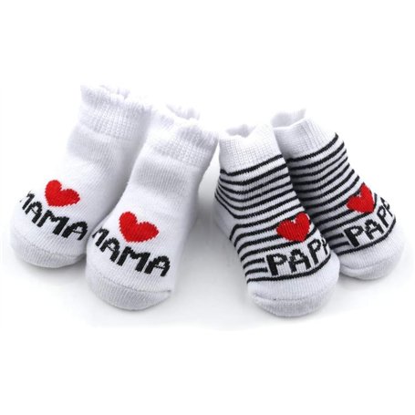 Distinct® Chaussettes en coton pour bébé chaussettes mignonnes J'aime MaMan + j'aime PaPa Chaussettes en coton pour nouveau-nés