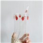 Karriter Tasse à Eau Borosilicate Mignon Fraise Lait de Verres Boire Verres Coupe avec Paille (Color : A)