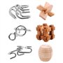 Chonor 6 Pièces 3D Puzzle en Métal Casse-tête en Bois - Classique Brain Teaser IQ Puzzle Éducatif Jouet Jeu Jigsaw pour Enfants 