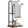 HOOBRO Porte-Serviettes sur Pied, Porte Serviettes à 2 Barres, Porte-Serviettes de Bain, Support Salle de Bain, 40 x 24 x 80,5 c
