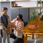 Musbeat Support de saxophone en bois avec base lourde fabriquée à la main, support cadeau pour saxophone avec 2 empiècements en