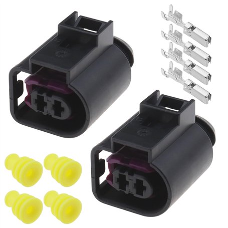 Create idea Lot de 2pcs Prise de Boîtier 2 Trous avec Bornes Joints en Caoutchouc 4D0971992 Compatible avec VW Golf Compatible a