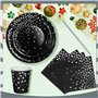 Nkaiso Anniversaire Vaisselle de fete 120 Pièces Noir et Argent Party Assiette Anniversaire Set Comprendre Assiette Jetables Pap