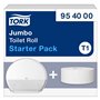 Tork Pack de démarrage pour distributeur murale de papier toilette rouleau Jumbo blanc T1