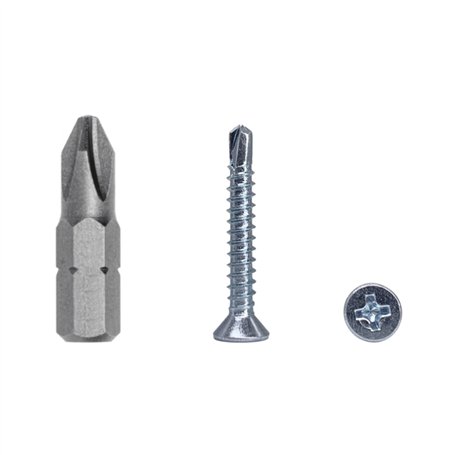 Lot de 100 vis à tôle auto-foreuse DIN 7504 P en acier zingué 3