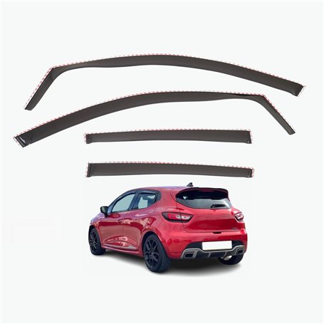 Lot de 4 déflecteurs d'air compatibles avec Renault Clio MK4 5 portes Hatchback 2013 2014 2015 2016 2017 2018 2019