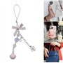 NIHENHAO Chaîne de téléphone avec nœud mignon ornement cœur perle coquille pendentif téléphone portable cordon sac charme pour l