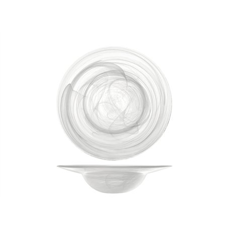 H&h set 6 piatti pasta alabastro in vetro bianco cm24