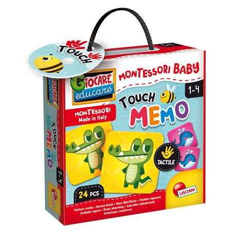 Lisciani - MONTESSORI BABY - Touch Memo - 24 Pièces au Toucher Rugueux - Jeu Educatif pour Enfants de 1 a 4 ans - Développement