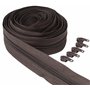 IPEA Fermeture éclair marron chaîne longue de 5 mètres + 15 curseurs en métal – Chaîne mesure #5 – Made in Italy – Charnières en