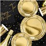 Decoraparty Set de vaisselle du Nouvel An en or pour 6 personnes, décorations dorées de table jetable pour réveil, dernière anné