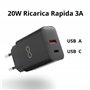 USB-A + USB-C 20W Charger with Type-C Cable 1m | Fast Charge 3A | Soft Silicone | CE Certified | Safe & Compatible with iPhone,