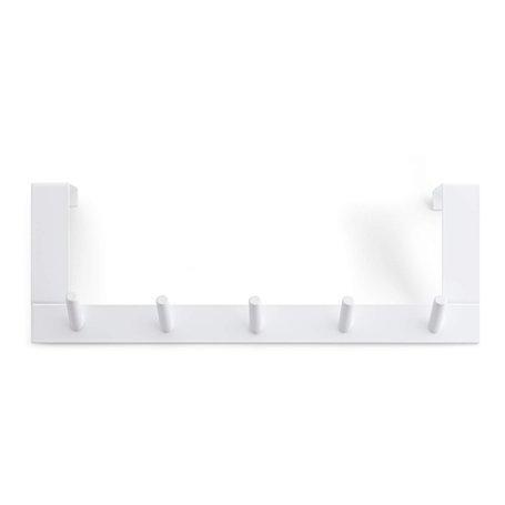Rayen Cintre 5 crochets Porte-manteau Barre de crochet Accroche-porte Multifonctionnel Gain de place Blanc 36 cm x 12