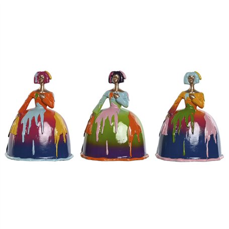 Figurine Décorative Home ESPRIT Multicouleur Dame 17 x 13 x 21 cm (3 Unités)