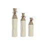 Ensemble de 3 Vases Home ESPRIT Blanc Doré Métal 14 x 14 x 67 cm (3 Pièces)