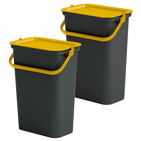 Tontarelli Set de 2 poubelles 'MODE' 10L avec poignée ambre et noire