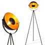 BarcelonaLED Lampe sur pied trépied projecteur métallique noir avec spot réfléchissant doré Décoration vintage nordique rétro av