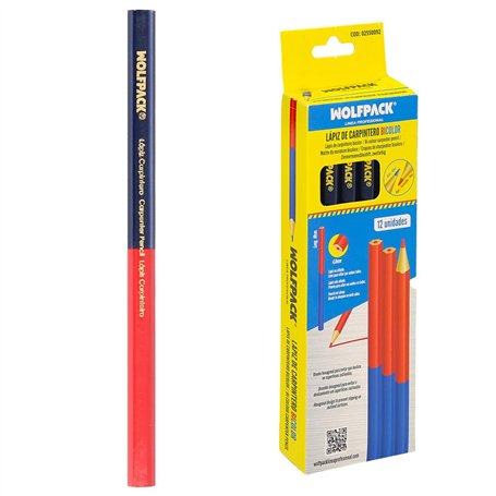 WOLFPACK LINEA PROFESIONAL Lot de 12 crayons de charpentier bicolore de 18 cm