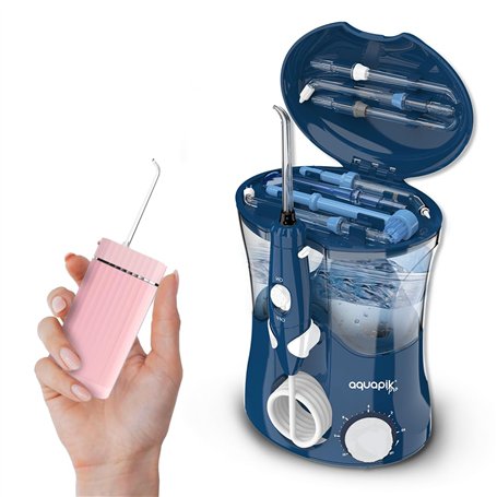 Achat intelligent : Aquapik® Pro Hydropulseur dentaire de table + Aquapik® Mini en un pack | Économisez et prenez soin de votre