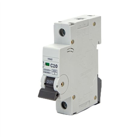 Disjoncteur automatique miniature 1P 20A courbe C Gris - Protection électrique dans les installations et circuits domestiques.