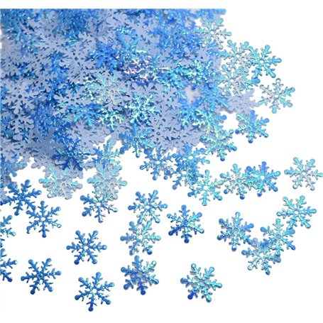 Youery 600Pcs Confettis de Flocons de Neige，Papier Artificiel Blanc et Bleu pour Noël Hiver congelée Mariage Anniversaire Vacanc