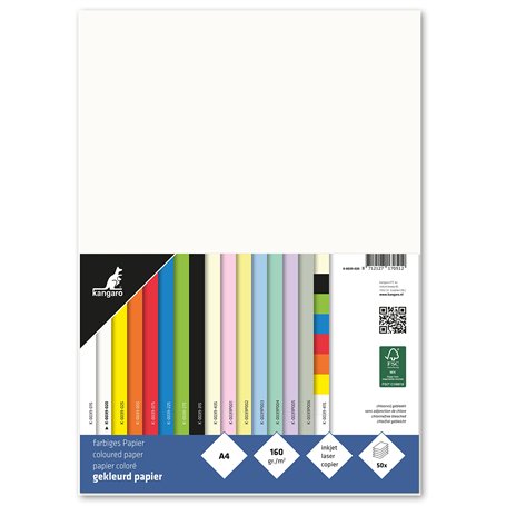 kangaro Lot de 50 feuilles de papier à lettre blanc crème DIN A4 160 g/m² FSC mix – Papier à lettre DIY K-0039-020
