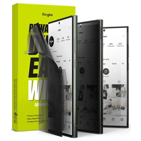 Ringke Compatible avec Samsung Galaxy S23 Ultra 5G Protecteur d'écran Anti Espion [Privacy Dual Easy Wing Film] Technologie de T