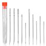 Deudy Kit de 12 aiguilles à coudre pour cuir - Aiguille triangulaire non aiguisée - Aiguille à coudre à la main - Pour tapisseri