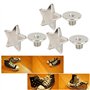 Jeanoko Bouton de Goujon en métal argenté 20 pièces en Forme d'étoile Bouton à vis Rivets pour vêtements en Cuir Artisanat(Flat 
