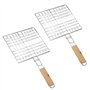 Universel Grille de Barbecue Portable Griller Panier Griller Panier avec Poignée en Bois Grilles de Poisson Pliables Barbecue av