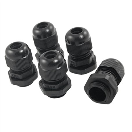 sourcingmap Connecteurs Presse-étoupes PG9 Plastique étanche Noir 5Pcs