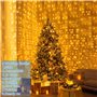 POWZOO Rideau Lumineux,3m*3m -300LED Guirlande Lumineuse Rideau,8 Modes d'Eclairage USB Télécommande avec Minuterie .Etanche IP4