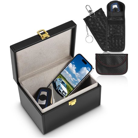 Zofory Boîte Anti RFID clé Voiture + 3 Etuis Anti RFID clé Voiture