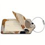 Richugui Lot de 2 étiquettes de bagage en cuir synthétique avec rabat d'intimité, motif de plantes marron galets pour valise, ét