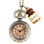 OFKPO Montre de Poche Mecanique, Montre de Poche Collier Rétro Alice au Pays des Merveilles, Pendentif Montre avec Drink Me Char