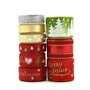 Pveath Rubans de Noël 9 Rubans de Cadeau Rouge/Argent/Or/Vert Gros-Grain Bande Stripe Brillant pour Cadeau