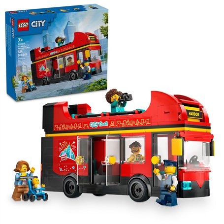 LEGO City Red 60407 Ensemble de véhicules bus touristiques à double étage – Cadeau d'anniversaire pour enfants de 7 ans – Bus lo