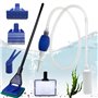 WEGREAT Kit de nettoyage d'aquarium 5 en 1 : kit de nettoyage d'aquarium avec siphon de changement d'eau et 5 outils de nettoyag