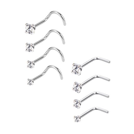 Mudder 20 Gauge Anneaux de Nez Courbés Bague du Nez Vis de Zircon Piercing Bijoux pour Le Corps