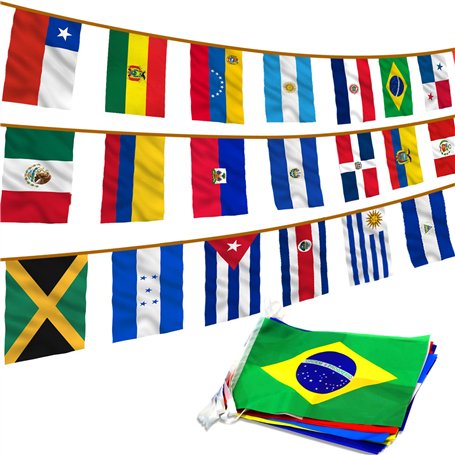 Anley Amérique Latine 20 Pays Drapeaux de chaîne - Assortiment de bannières de Drapeau Latino pour Les événements internationaux