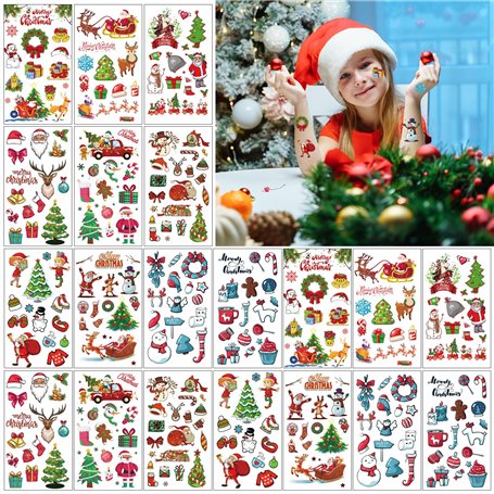 20 Feuilles Noël Tatouages Temporaires