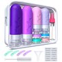 Lot de 18 bouteilles de voyage à remplir, en silicone, kit de voyage, avec autorisation TSA - Rechargeables, violettes