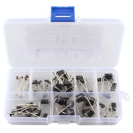 HALJIA 90PCS 10Valeur (1N4007~10A10) Assortiment de diodes de redressement dans boîte transparente