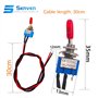 senvenelec 5pcs mini commutateur à bascule avec 30cm pré-câblé, sur-arrêt à 2 positions 3 broches 3v / 5v / 12v / 220v / 240v po